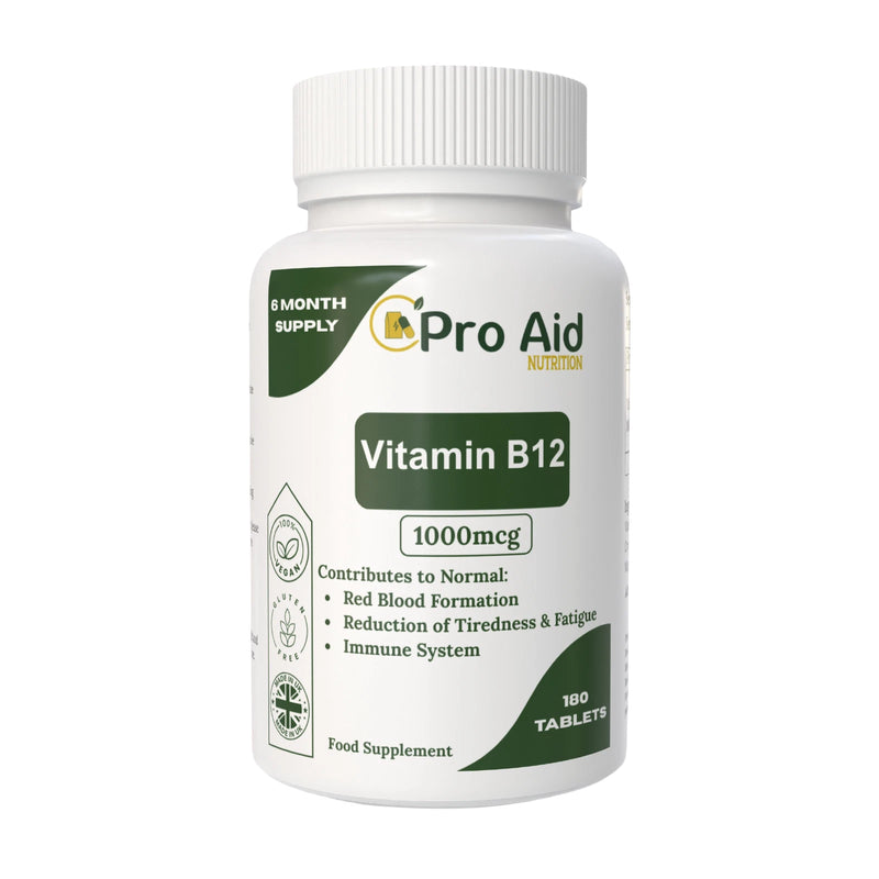 Vitamin B12 1000mcg Tablets | 180 Pack | Tiredness & Fatigue | Vegetarian & Vegan | By Proaid