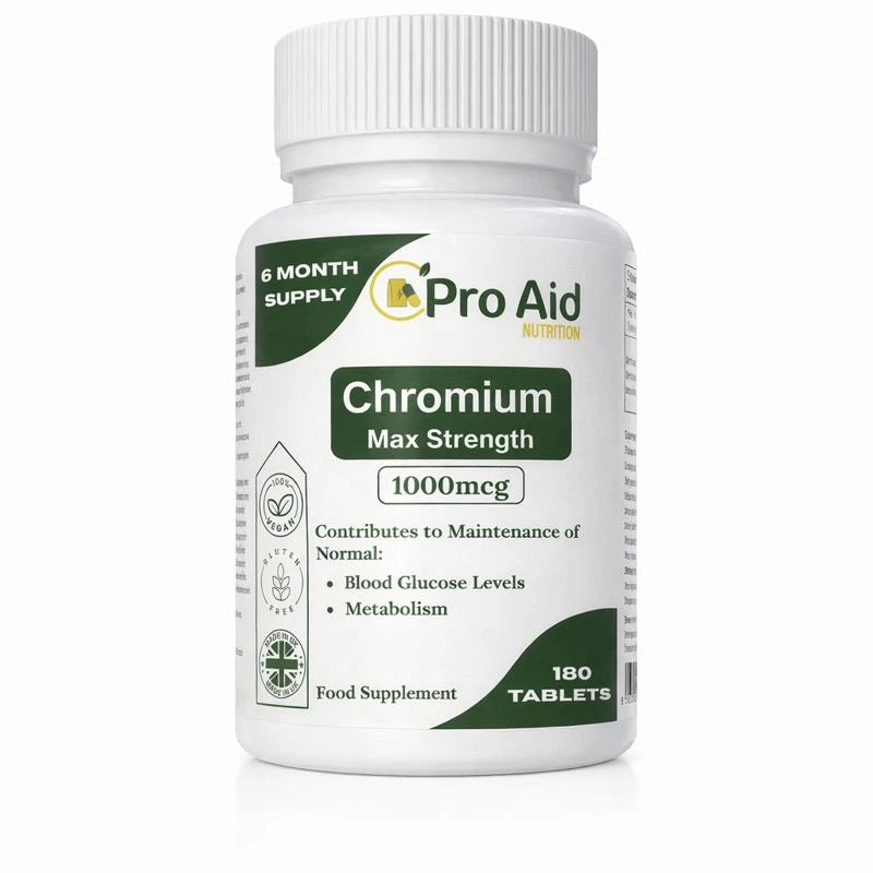 Chromium Picolinate 1000mcg Tablets | 180 Pack | Blood Glucose Support | Vegetarian & Vegan | By Proaid