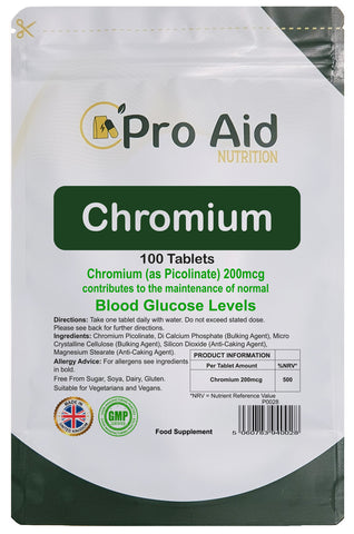 Chromium Picolinate Tablets Supplement 200mcg 100 Pack by Proaid Nutrition