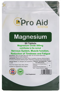 Magnesium Tablets 500mg 90 Pack by Proaid Nutrition